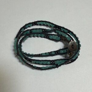 Chan Luu Blue Jade & Hematite Wrap Leather Bracelet